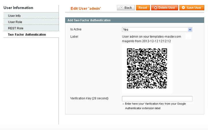 Two Factor Authentication with QR code