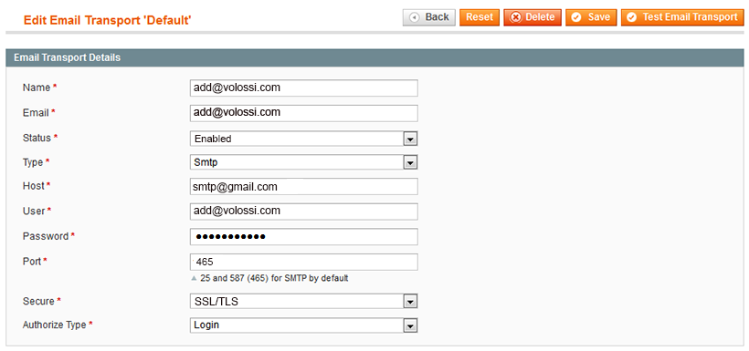 Sending emails via Google Apps service